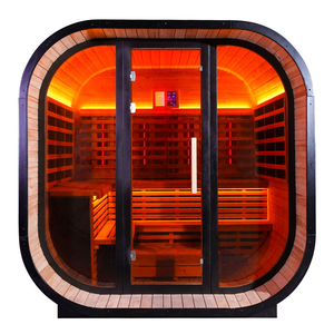 Sauna de madera de abeto para exteriores personalizable para 4-6 personas, combo de sauna infrarroja personal para el hogar con panel. - Product Image 1