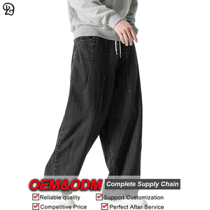 Pantalones Vaqueros Anchos de Mezclilla Azul para Hombre, Estilo Casual con Cordón, Holgados, Moda Urbana, Uso Diario, Corte Relajado - Product Image 3