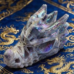 Série de statues de têtes de dragon en cristal, vente en gros, très demandées, pour l'attraction de richesse, pierre décorative sculptée, pierre brute, pierre concassée - Product Image 1