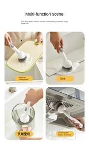 Brosse de nettoyage réglable avec poignée et distributeur intégré pour les rayures des ustensiles de cuisine et des articles de cuisson - Vente en gros de pièces détachées pour appareils électroménagers - Product Image 2