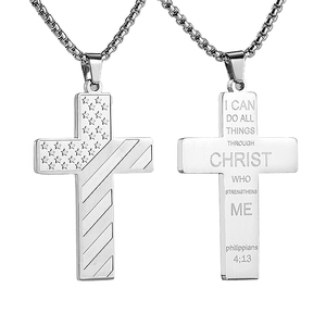 Collar con Colgante <span class=keywords><strong>de</strong></span> Esmalte con Estrellas <span class=keywords><strong>de</strong></span> la Bandera Americana <span class=keywords><strong>para</strong></span> <span class=keywords><strong>Hombre</strong></span>, Collar <span class=keywords><strong>de</strong></span> Cruz <span class=keywords><strong>de</strong></span> <span class=keywords><strong>Acero</strong></span> <span class=keywords><strong>Inoxidable</strong></span> con Versículo Bíblico, a la Moda - Product Image 5