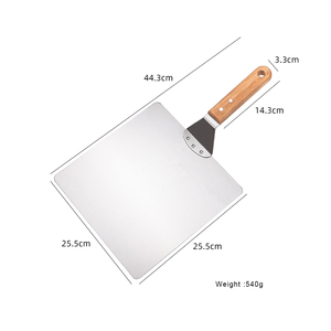 Pala per Pizza in Acciaio Inossidabile da 10 Pollici con Manico in Legno di Gomma, Spatola per Pizza, Utensili per Forno - Product Image 3