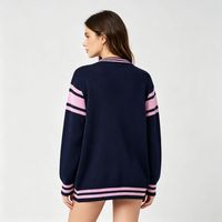 Pull en tricot à col rond en coton personnalisé pour femmes, pull rayé à lettres, OEM, étiquette privée, vente en gros