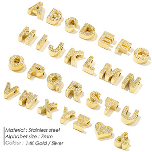 Colgante Unisex Personalizado con Iniciales de la A a la Z, Alfabeto de Corazones, Chapado en Oro de 14K, Acero Inoxidable, para Collar, Pulsera, Regalo de Fiesta - Product Image 3