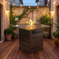 Table de foyer au propane de 28 pouces, 40000 BTU, en acier galvanisé carré, pour terrasse et jardin - Écologique, marron