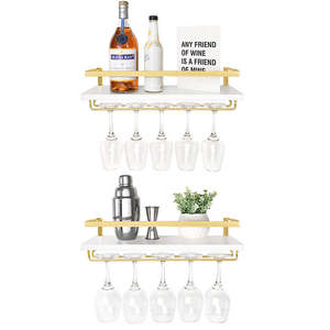 Estante de vino montado en la pared del Hogar personalizado al por mayor restaurante Bar estante de almacenamiento de copas de vino estante de vino de madera - Product Image 2