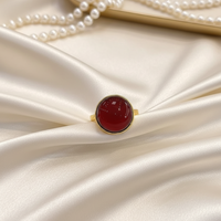 Bagues unisexes en argent 925 certifiées, avec pierre précieuse naturelle, coupe brillante ronde, véritable ambre rouge, pour dropshipping