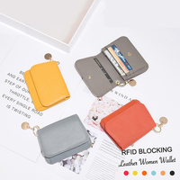 Personnalisé Vintage Porte-Monnaie Pli Mini En Cuir Véritable Femmes Minimaliste Fermeture Éclair Portefeuille Court Porte-Monnaie