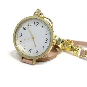 Porte-clés à cadran rond rétractable en cuir, portable, diamètre 4,5 cm, bracelet de montre en cuir, montre de poche. - Product Image 2