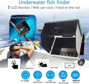 Caméra <span class=keywords><strong>de</strong></span> pêche sous-marine JXI avec écran tactile LCD 5 pouces, vision nocturne, moniteur 1800TVL HD, détecteur <span class=keywords><strong>de</strong></span> poissons IP67, luminosité 2000cd - Product Image 2