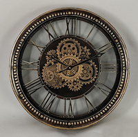 REIDA Vrais engrenages mobiles Géant Décoratif Rustique Rétro Ferme Chiffre Arabe Horloge Murale