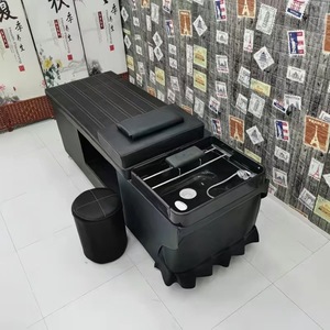 Modern Shampoo Chair Salon Wash Bed with Ceramic Basin <b>Adjustable</b> <b>Footrest</b> Leather Upholstery - Product Image 6
