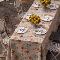 Nappe de table en tapisserie tissée à motifs floraux rétro, disponible en plusieurs couleurs pour la décoration de restaurants, de fêtes en plein air et d'événements