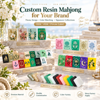 Jeu de Mahjong américain en résine douce blanc laiteux, tuiles vintage rose sculptées fantaisie