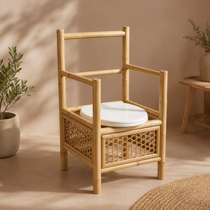 Silla de Inodoro de Bambú Premium, Altura Ajustable, Reposabrazos Acolchados, Recipiente Extraíble, Impermeable, Certificación Clase III, para Personas Mayores - Product Image 6
