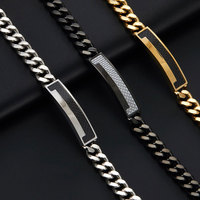 Bracelet pour homme en acier inoxydable 316L personnalisé, gravé, plaqué or 14k 18k, chaîne à maillons tendance pour homme