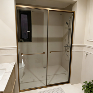 Cabine de douche moderne avec cadre doré en verre trempé de 8 mm, acier inoxydable 304, sans fuite, OEM/ODM acceptés, rénovation hôtelière - Product Image 5