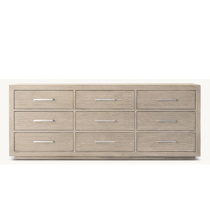 Living Room Solid Wood 2-Drawer Gray Oak Modern <b>Cabinet</b> with Cutout Handles for Bedroom and Home <b>Bar</b> - Product Image 2