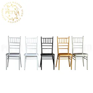 Chaises de salle à manger en métal chiavari, vente en gros, structure en métal doré, empilables, en aluminium, chaise de banquet d'hôtel, pour événement utilisé