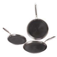 Ensemble de casseroles en acier inoxydable 304 à double face gravées à l'eau, légères et portables, 26 cm/28 cm/30 cm, pour faire des œufs, des pizzas