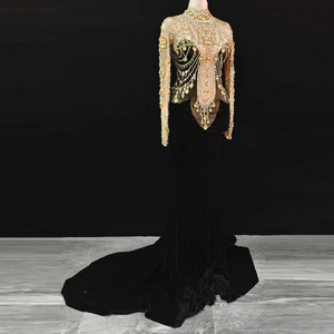 Vestido de Mujer Novance con Mangas <span class=keywords><strong>2022</strong></span>, Elegante Vestido de Graduación con Cola de Sirena, Vestido de Noche con Diamantes, Vestidos de Noche Elegantes para Damas - Product Image 5