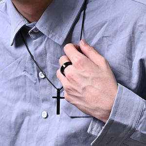 Men's Tungsten Steel <b>Ring</b> 6mm 8mm Black Silver Geometric Simple Design Gift Jewelry - Product Image 2