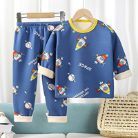 Ensemble de sous-vêtements thermiques pour enfants en soie de lait et polyester, dessin animé, garçons et filles, doublure en polaire, épais, caleçons longs, vêtements de maison pour bébé, pyjamas