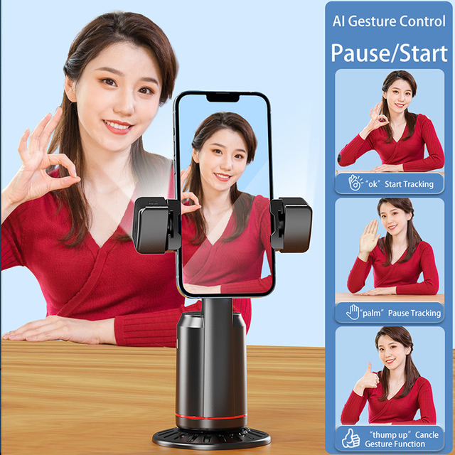 AI Gesture Control Intelligent Face Tracking Selfie Stick 360 Degree Rotation Phone Holder Mobile Accessories