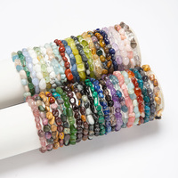 6-8mm énergie de guérison Reiki irrégulière Tumble pépite puces pierre Bracelet Yoga puissance pierre précieuse Stretch Bracelet en cristal naturel