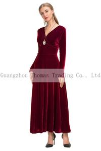 2019 otoño e invierno las mujeres <span class=keywords><strong>cóctel</strong></span> diario negro vestido de terciopelo - Product Image 4
