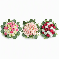 Ramo de Novia de 34 Cabezas de Rosa, Estilo Coreano, Ramo de Mano para Novia y Damas de Honor, Accesorios para Fotos de Boda, Ramo Artificial
