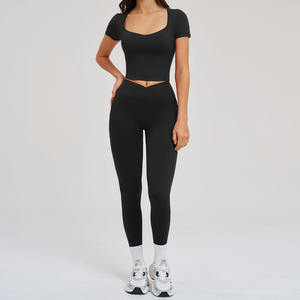 Conjunto de Yoga para Mujer Naked Felling, Camiseta Transpirable de Fitness, Leggings de Alta Elasticidad con Control de Abdomen, Ropa Deportiva para Entrenamiento - Product Image 2