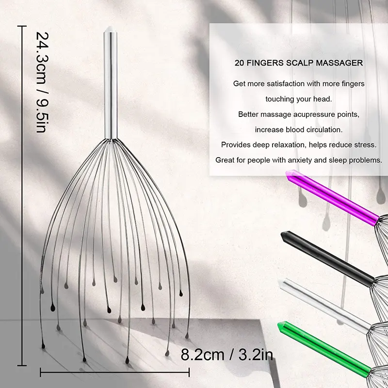Stainless steel portable octopus head scalp massager Hand Held Scalp Head Massager