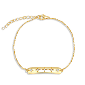 Cool Sweet Romance 925 Plata cinco estrellas circón estrella larga barra pulsera Starlight narrativa Girlish corazón joyería - Product Image 1