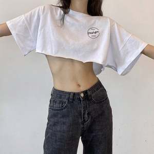 Camiseta corta de verano para bebé, camiseta Sexy fina en blanco, Camiseta 100% de algodón transpirable de alta calidad, camiseta lisa para mujer - Product Image 6