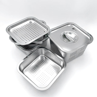 Bac GN perforé en acier inoxydable personnalisable avec poignées, plateau carré pour table de buffet, service OEM, directement de l'usine