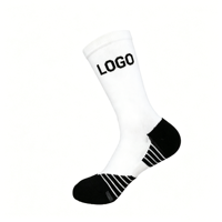 Chaussettes de sport athlétiques personnalisées en polyester avec logo, talon et bout rembourrés, antidérapantes, pour hommes, football, soccer, basketball, course à pied