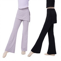 Leggings évasés pour filles, effet deux pièces, contrôle du ventre, en Spandex/Nylon, longueur intégrale, coupe bootcut, pour la danse
