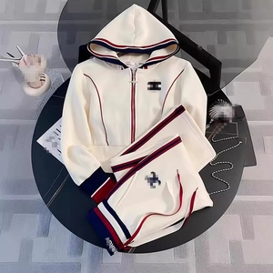 Completo Casual da <span class=keywords><strong>Donna</strong></span> di Alta Gamma, Moda Primavera-Autunno, Felpa <span class=keywords><strong>Sportiva</strong></span> con Cappuccio e <span class=keywords><strong>Pantaloni</strong></span> a Gamba Larga, Set da 2 Pezzi - Product Image 2