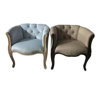 Fauteuils de loisirs en velours de style vintage avec pieds en bois massif incurvés et dossier à boutons pour salon