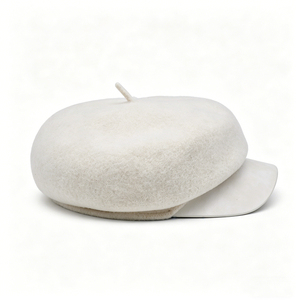 Unisex White Polyester/Cotton Canvas Newsboy Cap Wool Blend Baker Boy Hat with Curved Brim French <b>Beret</b> for Winter - Product Image 6