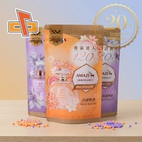Emballage thermoscellable imprimé sur mesure pour perles parfumées pour lessive, sachet imprimé or, pochette autoportante avec fermeture éclair refermable