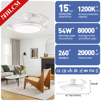 Ventilateur de plafond LED moderne à moteur DC, 6 vitesses, 3 températures de couleur, télécommande/contrôle mural, 4 pales, double tension (AC Maison/Bureau)