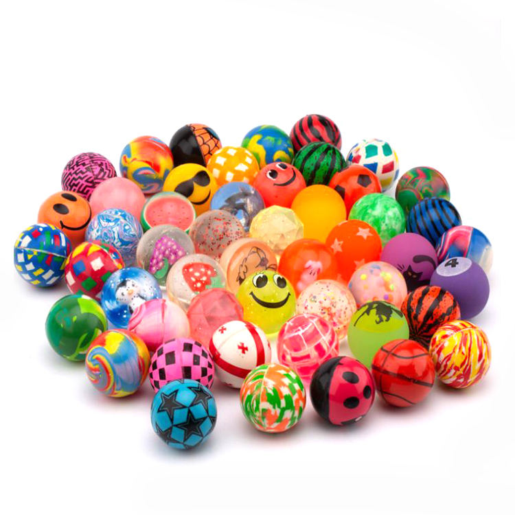 LZY757 50 Pieces Assorted Colorful Mixed Pattern Cute Bouncy Balls Bulk Set  for Kid Toy