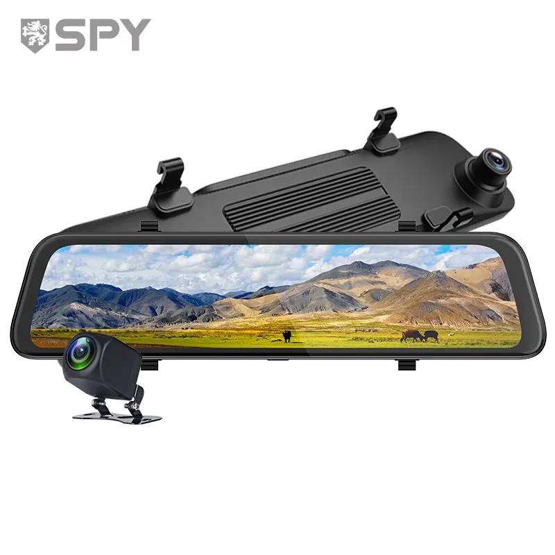 SPY 12" inch dash cam car dvr android rear view mirror