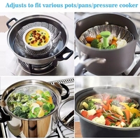 Panier de cuisson pliable écologique le plus vendu, grande grille vapeur extensible en acier inoxydable pour légumes
