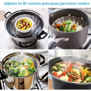 Cestello Pieghevole Ecologico per Cottura Verdure, Grande Griglia Vaporiera Espandibile in Acciaio Inox - Product Image 3