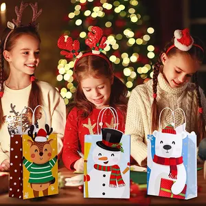 Großhandel Weihnachten Kraft Papiertüte für Geschenk handgemachte Weihnachten dekorative Party Brown Papiertüten Verpackung