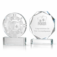 Trophée de poker en cristal de qualité supérieure, trophée de tournoi en verre transparent avec gravure laser pour les cadeaux de championnat de club de poker