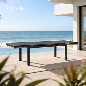 Table de jardin extensible pour villa, mobilier d'extérieur haut de gamme avec support OEM, table à manger de patio en aluminium résistant aux intempéries - Product Image 1